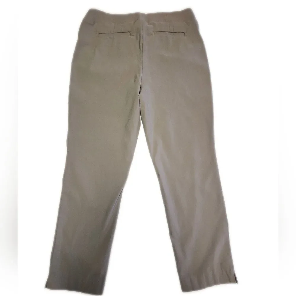 Chico's Tan Khaki Pull On Waist Tapered Leg Chino Pants, 10